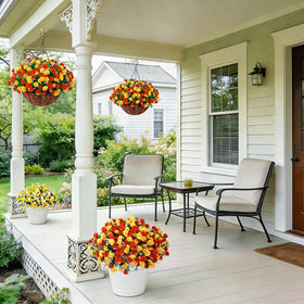 Ammyoo UV-resistant artificial mums ideal for yards and patios.