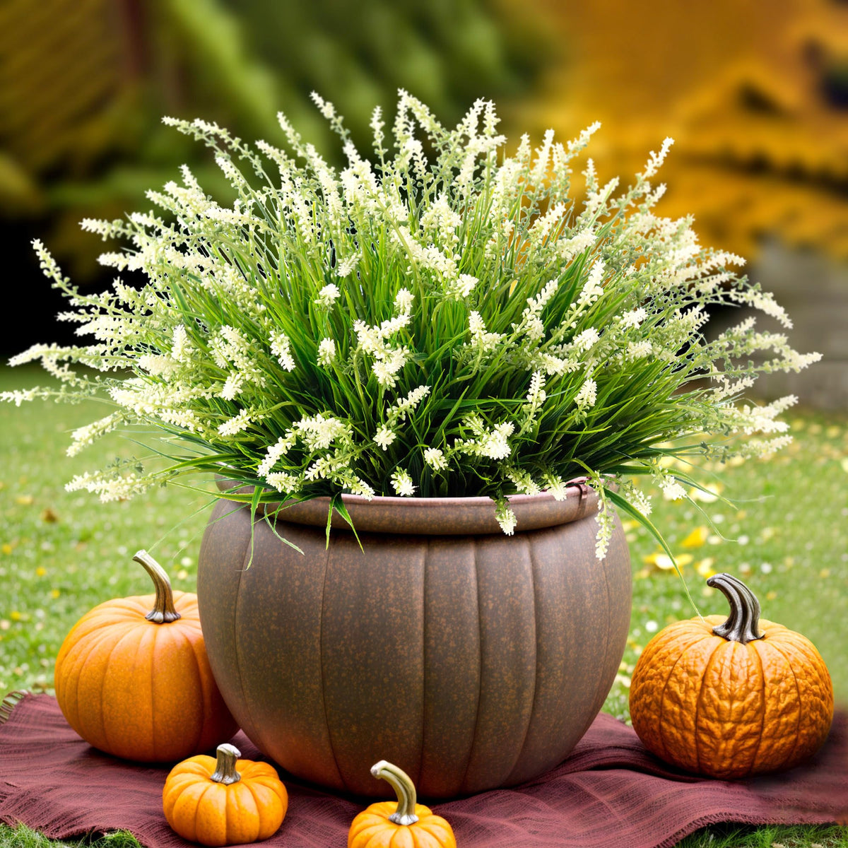 Ammyoo artificial monkey grass with 12 bundles for lush, low-maintenance landscaping.