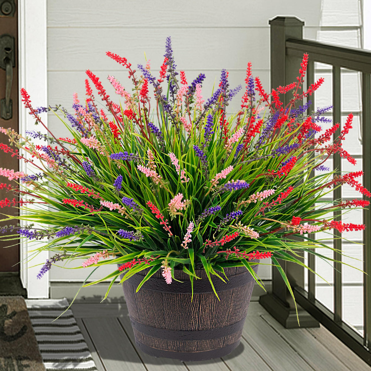 Ammyoo artificial monkey grass bundles for outdoor porch decoration and easy styling