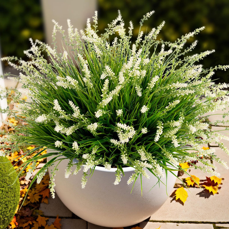 Ammyoo artificial monkey grass for outdoor porch adds year-round greenery.