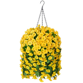 Ammyoo basket hanging flowers assembly: maintenance-free outdoor decor.