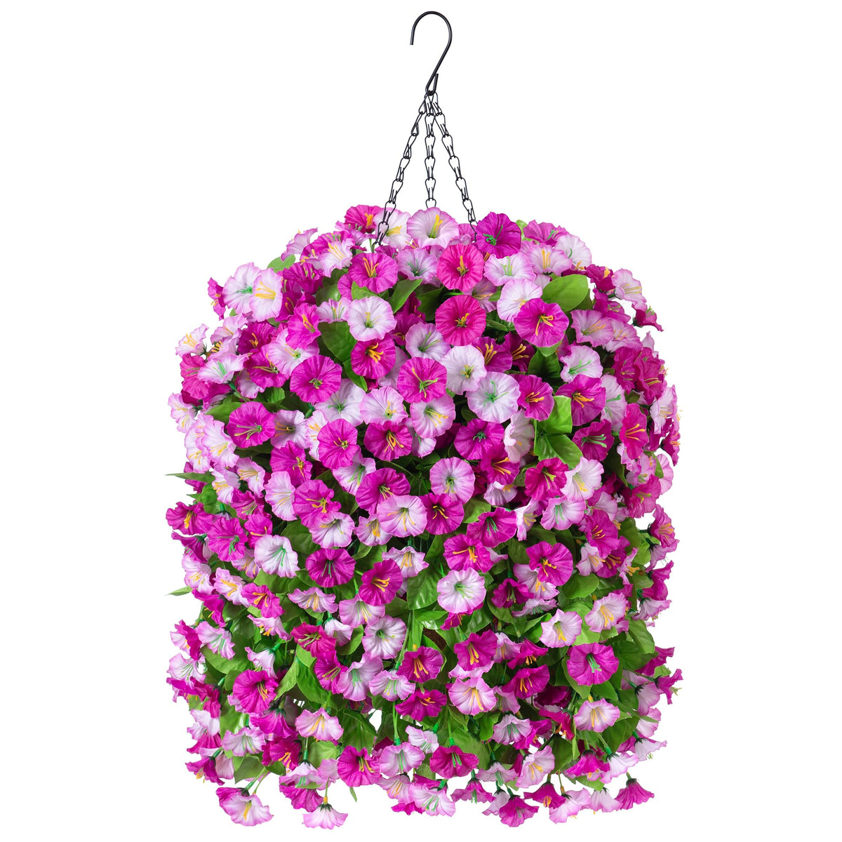Ammyoo basket hanging flowers adds year-round curb appeal with vibrant morning glory.