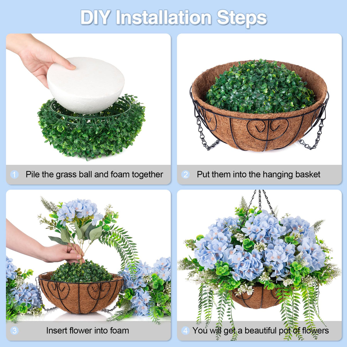 Ammyoo blue hydrangea display for balcony gardens