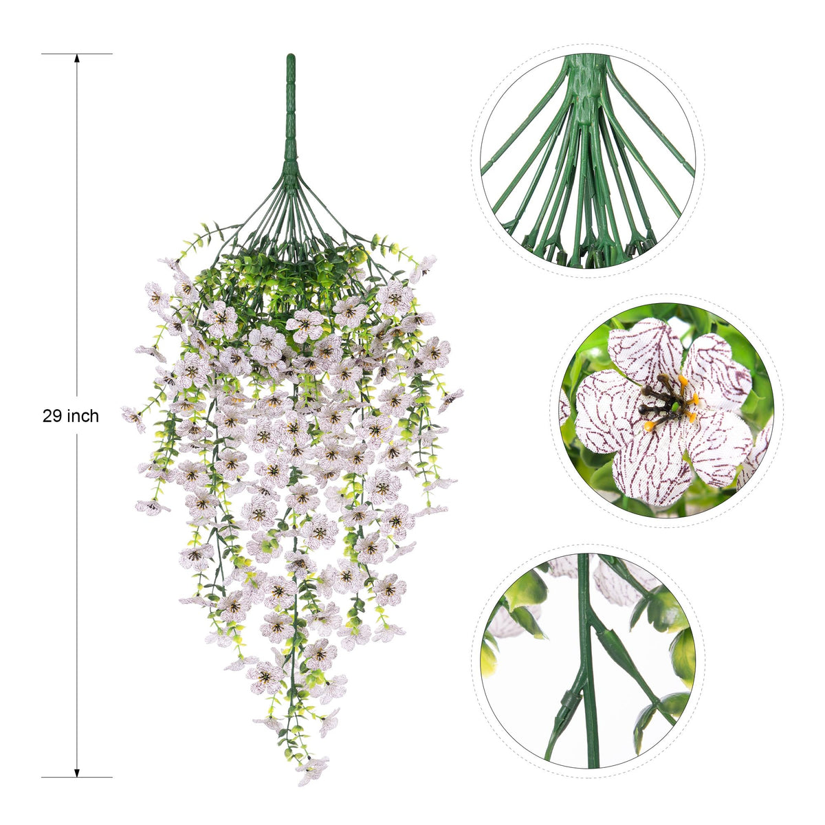 Ammyoo outdoor hanging arrangement, white daisies for porch or window display.