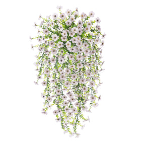 Ammyoo daisy with eucalyptus leaves, outdoor hanging decor for natural style.
