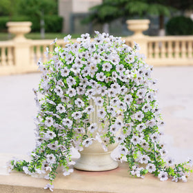 Ammyoo daisy and eucalyptus hanging arrangement, outdoor décor with realistic look.