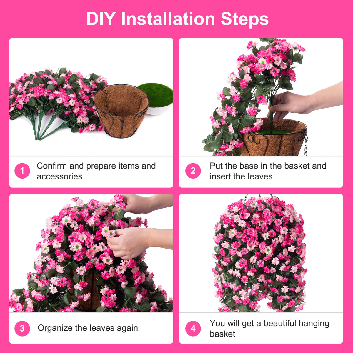 Ammyoo daisy flowers with coconut lining offer a natural-looking display.