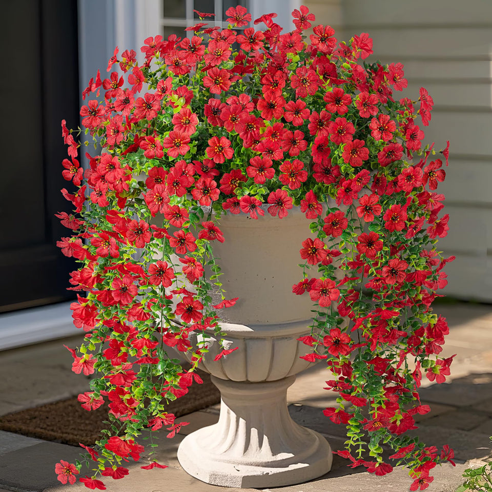Ammyoo daisy-red hanging bundle for porch décor adds vivid color.