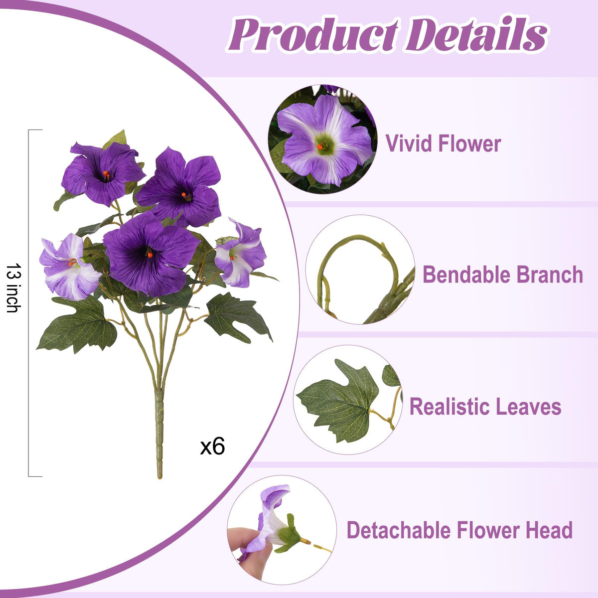 Ammyoo Faux petunias UV-resistant stems keep color in sun