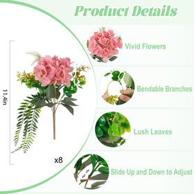Ammyoo hydrangea eight-bundle arrangement, each 11.4 inches, ideal for versatile styling.