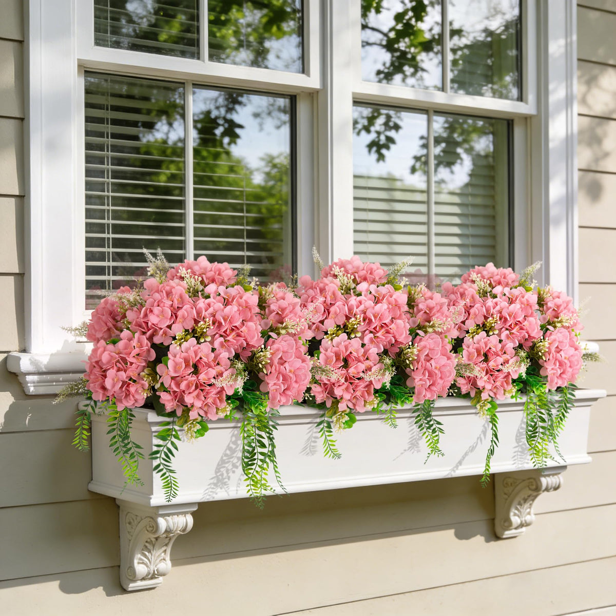 Ammyoo outdoor hydrangea decor adds garden charm to patios, porches, balconies.