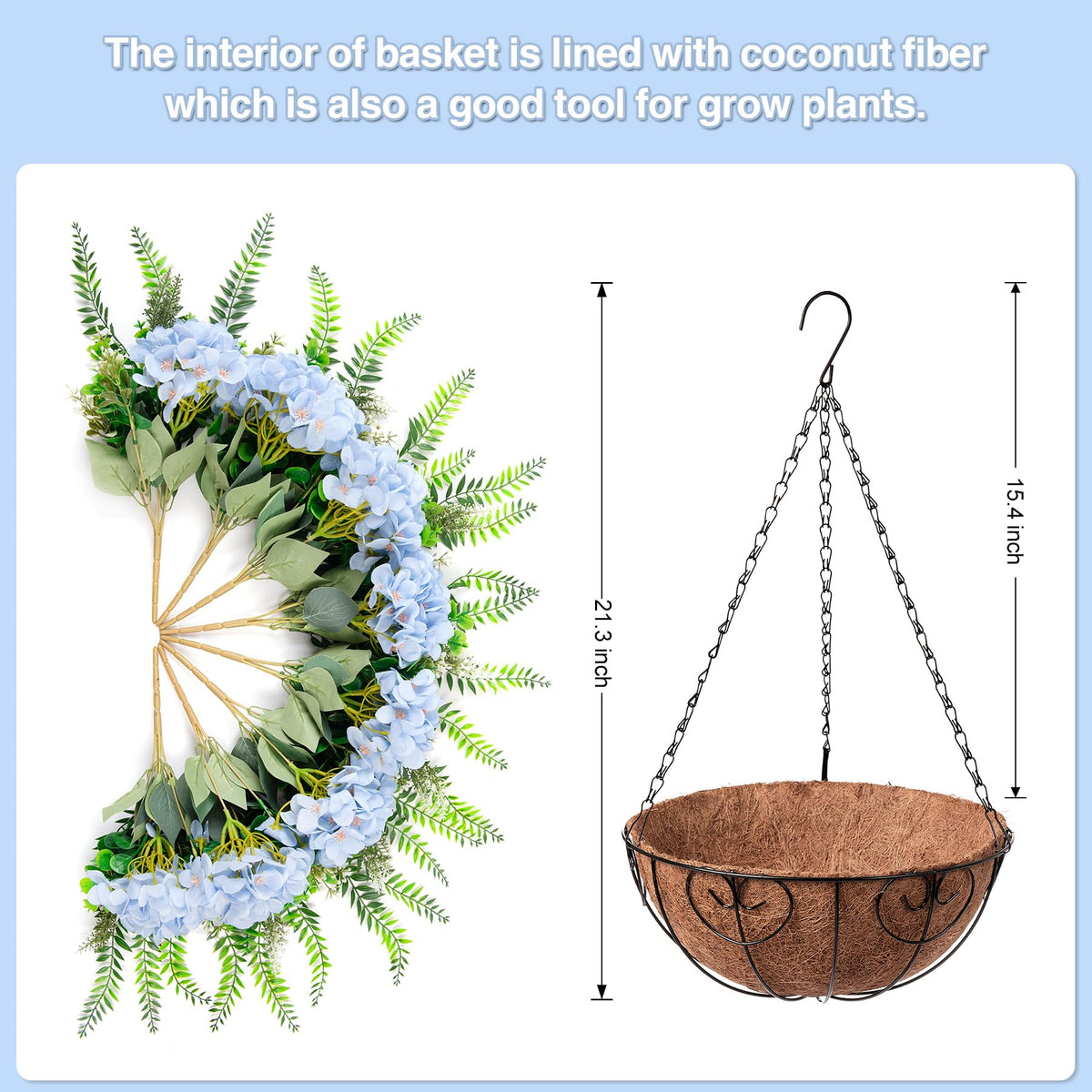 Ammyoo outdoor indoor hydrangea basket fits year-round décor