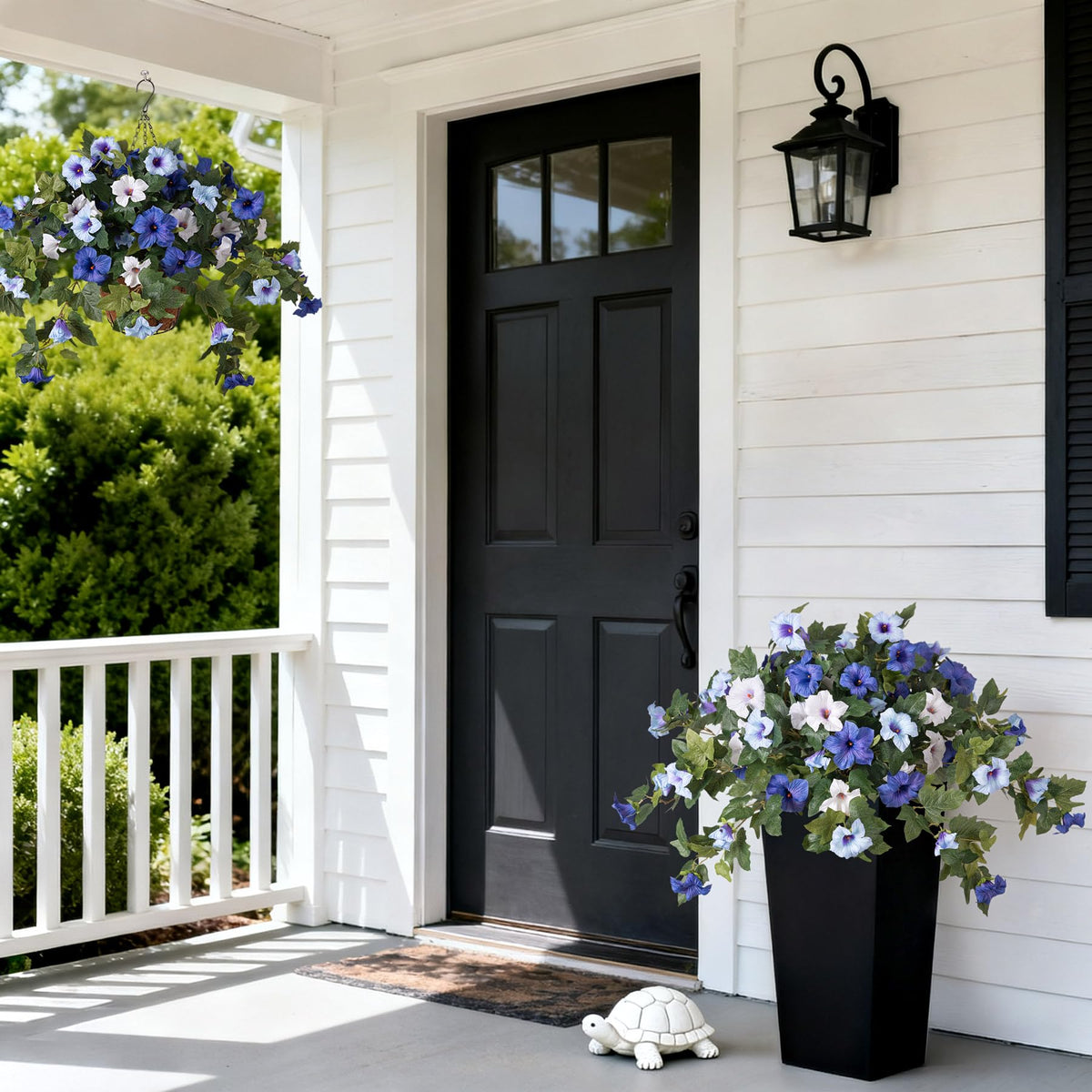 Ammyoo petunia green leaves full bloom enhances balcony decor.