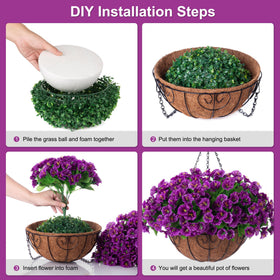 Ammyoo petunias hanging branches with leaves, showcasing vibrant faux color.