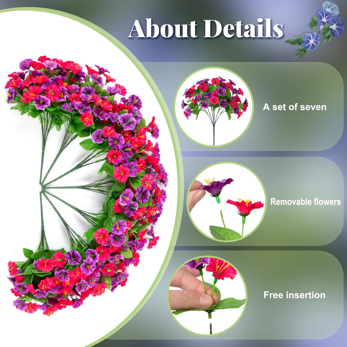 Ammyoo petunias in basket add lush color to porch or garden