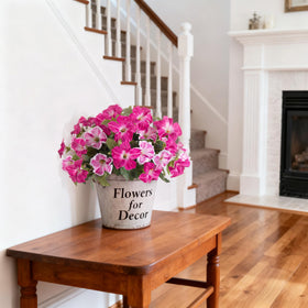 Ammyoo Petunias porch planter scene ready for year-round color.