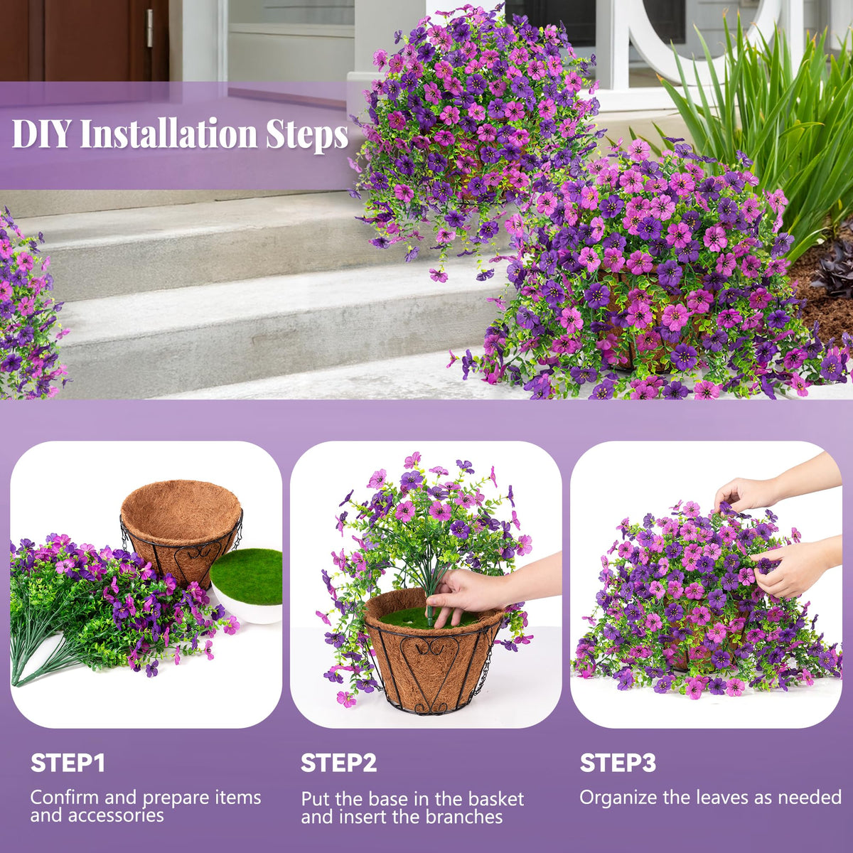 Ammyoo versatile porch or garden decor hanging flowers display.
