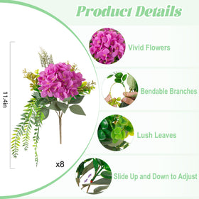 Ammyoo purple silk hydrangea bouquet with greenery for porch display.