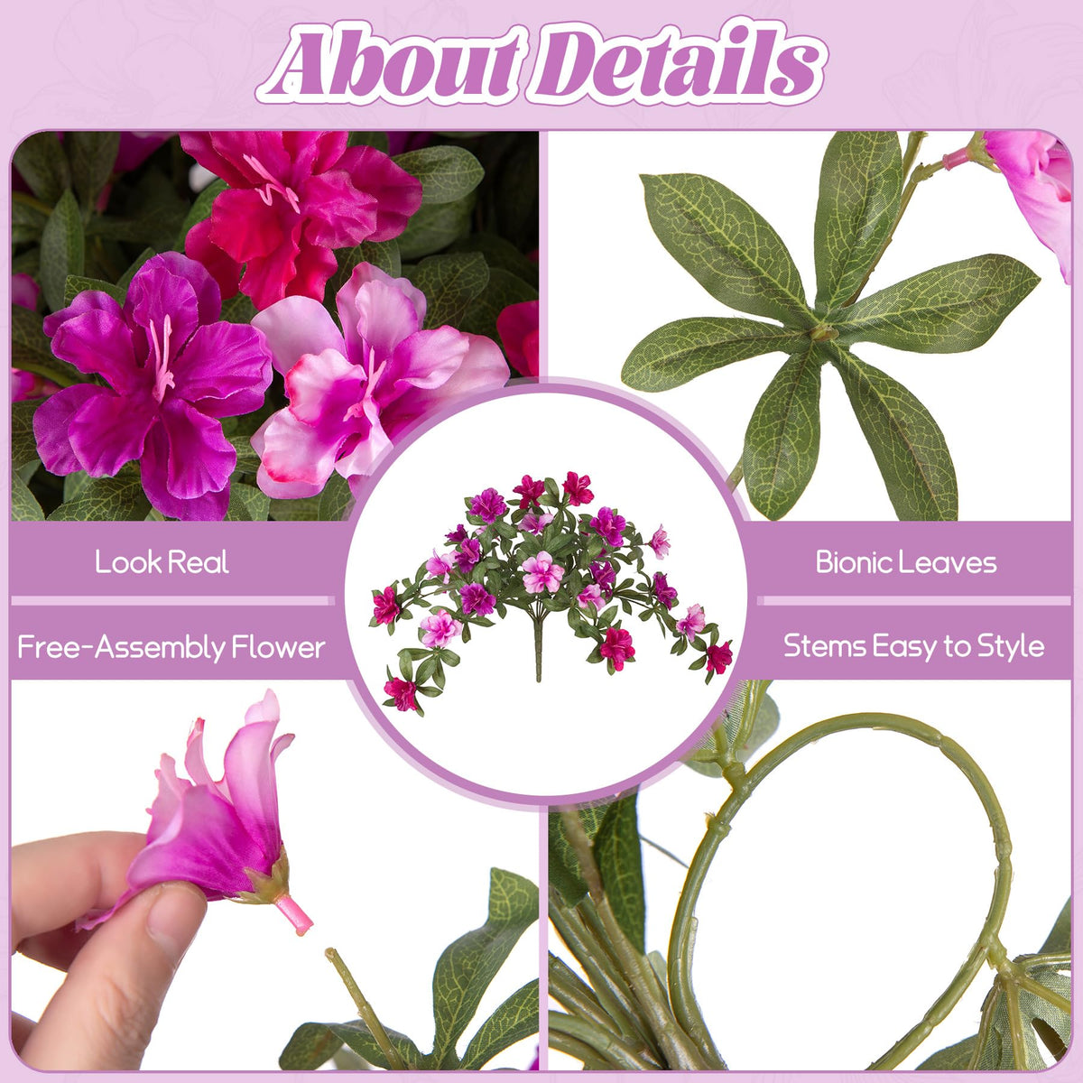 Ammyoo silk azalea indoor arrangement keeps color year-round.