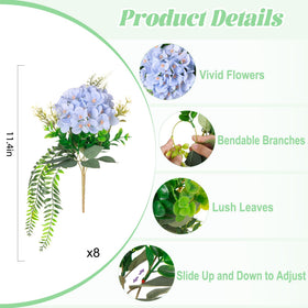 Ammyoo silk hydrangea blue flowers for porch decor, long-lasting without watering.