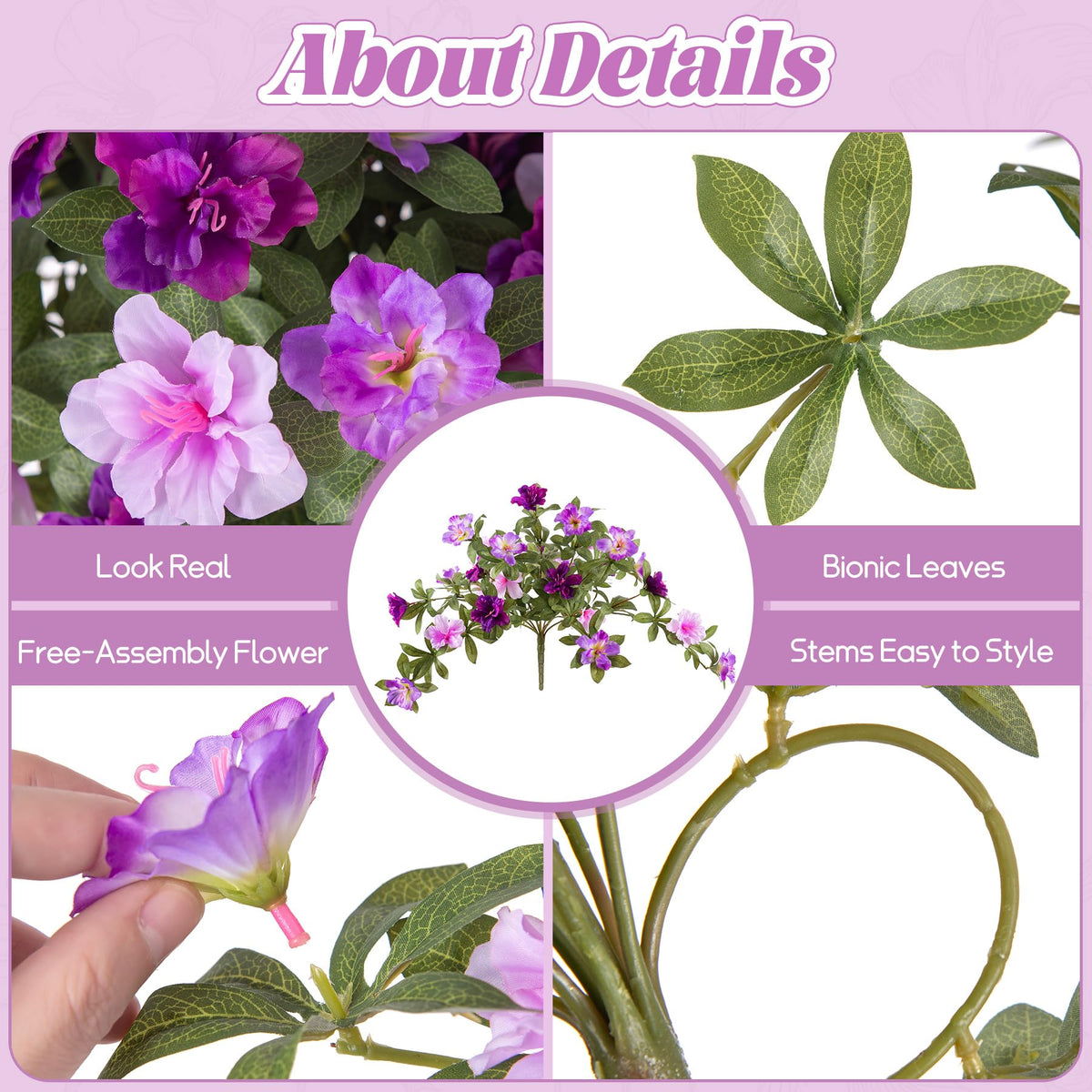 Ammyoo UV-resistant faux flowers withstand sun for seasons outdoors.