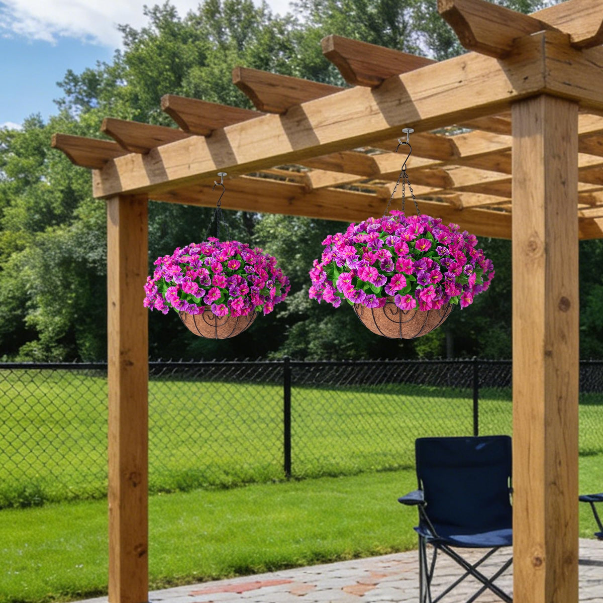 Ammyoo weather-resistant silk blossoms stay vibrant without watering.