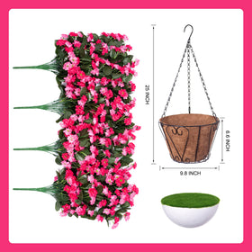 Ammyoo weatherproof basket with silk blooms for balconies and porches.