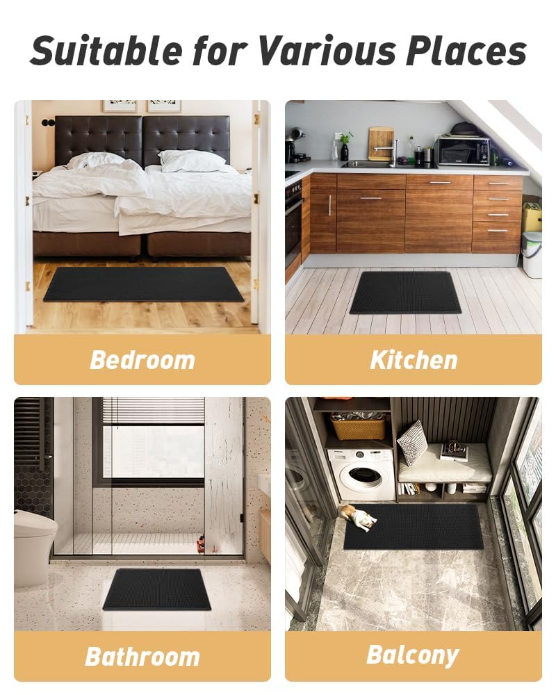 AMOAMI Upgraded Waffle Bath Mat 24x36 size fits most bathrooms.