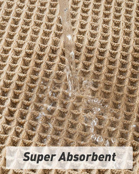 AMOAMI bath mat absorption emphasized by plush waffle pattern for quick drying.
