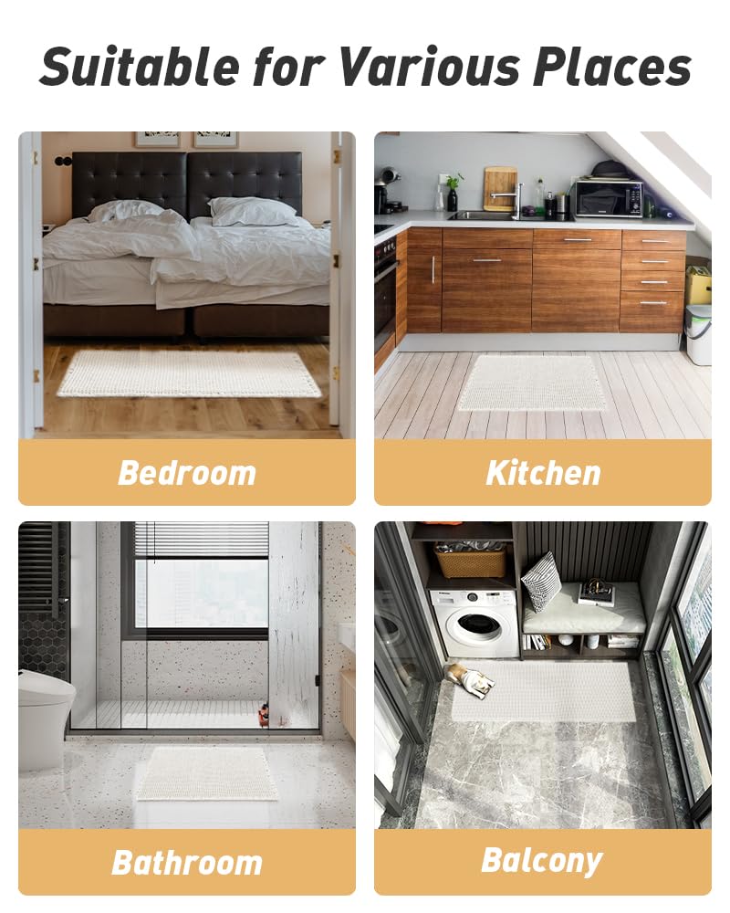AMOAMI upgraded waffle bath mat full view demonstrates generous 18x30 footprint