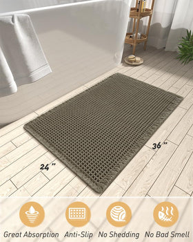 AMOAMI Upgraded Waffle Bath Mat green 24x36 for modern bathrooms