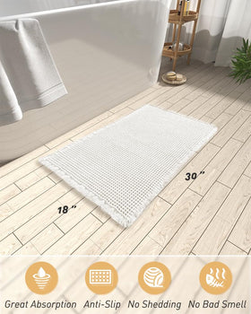 AMOAMI waffle bath mat anti-slip backing maintains grip on wet floors