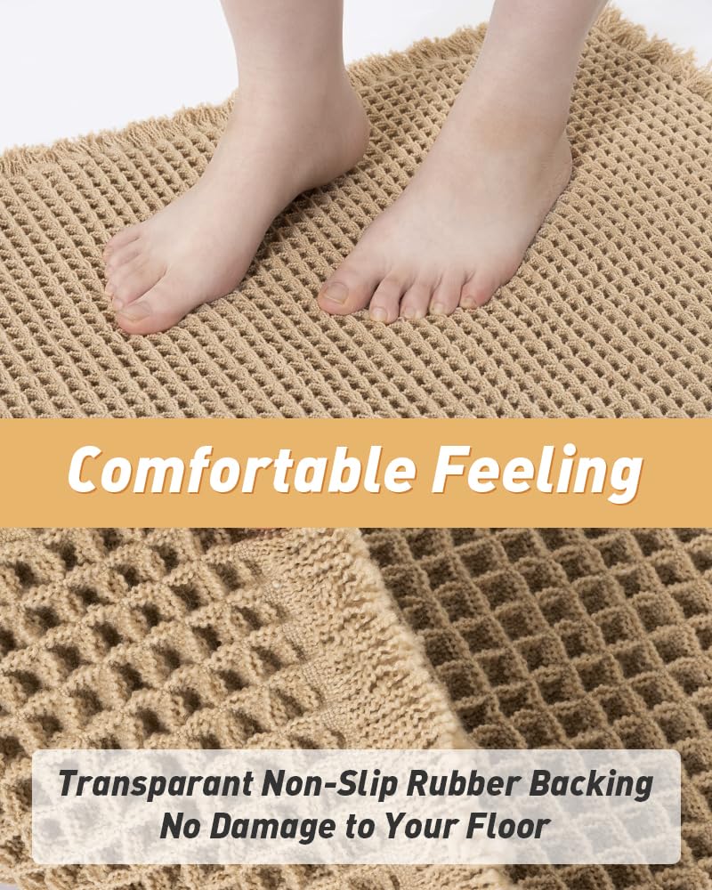 AMOAMI waffle mat with nonslip backing secures on bathroom floor