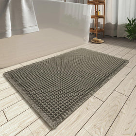 AMOAMI Upgraded Waffle Bath Mat texture closeup showing durable waffle weave