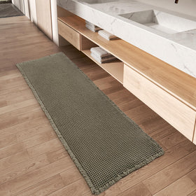 AMOAMI waffle runner rug in green absorbs moisture for dry floors