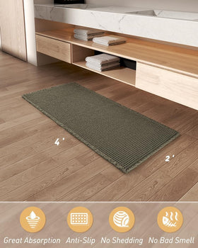 AMOAMI green waffle runner rug fits bathrooms, hallways, bedrooms