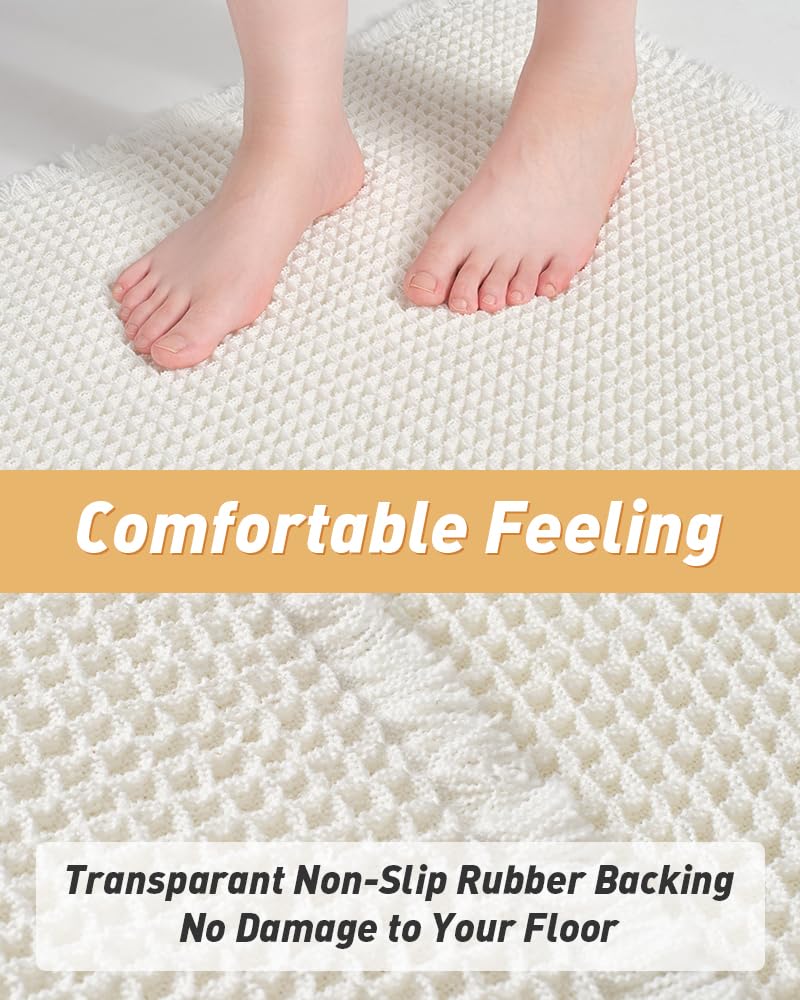 AMOAMI Upgraded Waffle Runner Bath Mat soft texture for cozy post-shower feet.