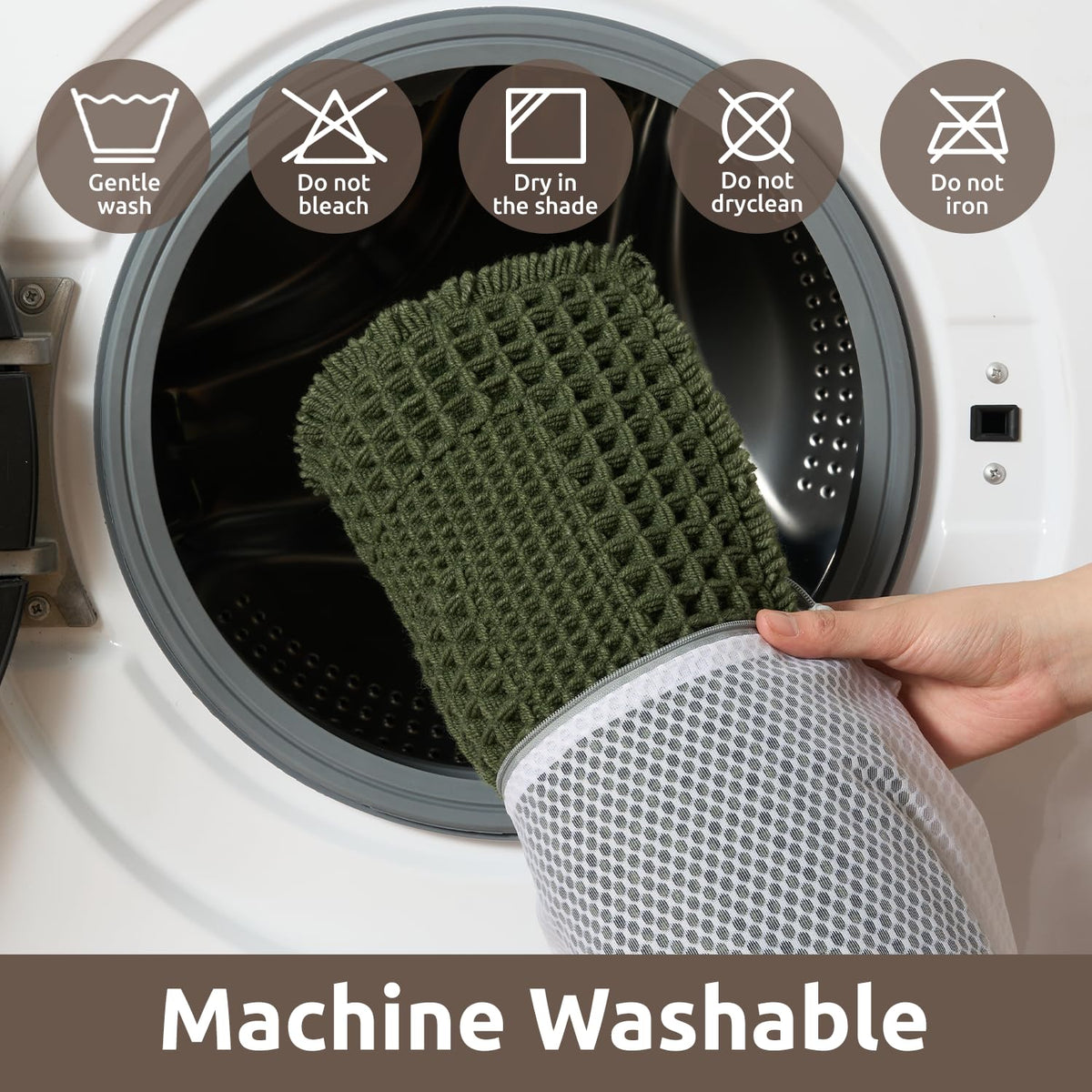 AMOAMI waffle bath mat 17x24 size fits standard bathrooms.