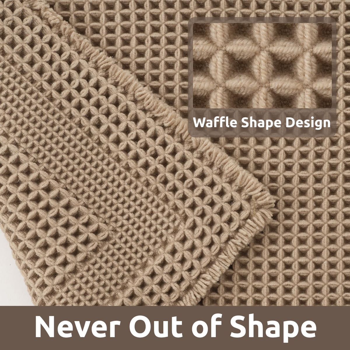 AMOAMI waffle bath mat close-up shows upgraded waffle weave and plush surface.