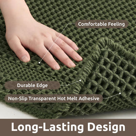 AMOAMI waffle bath mat in dark green color complements bathroom decor.