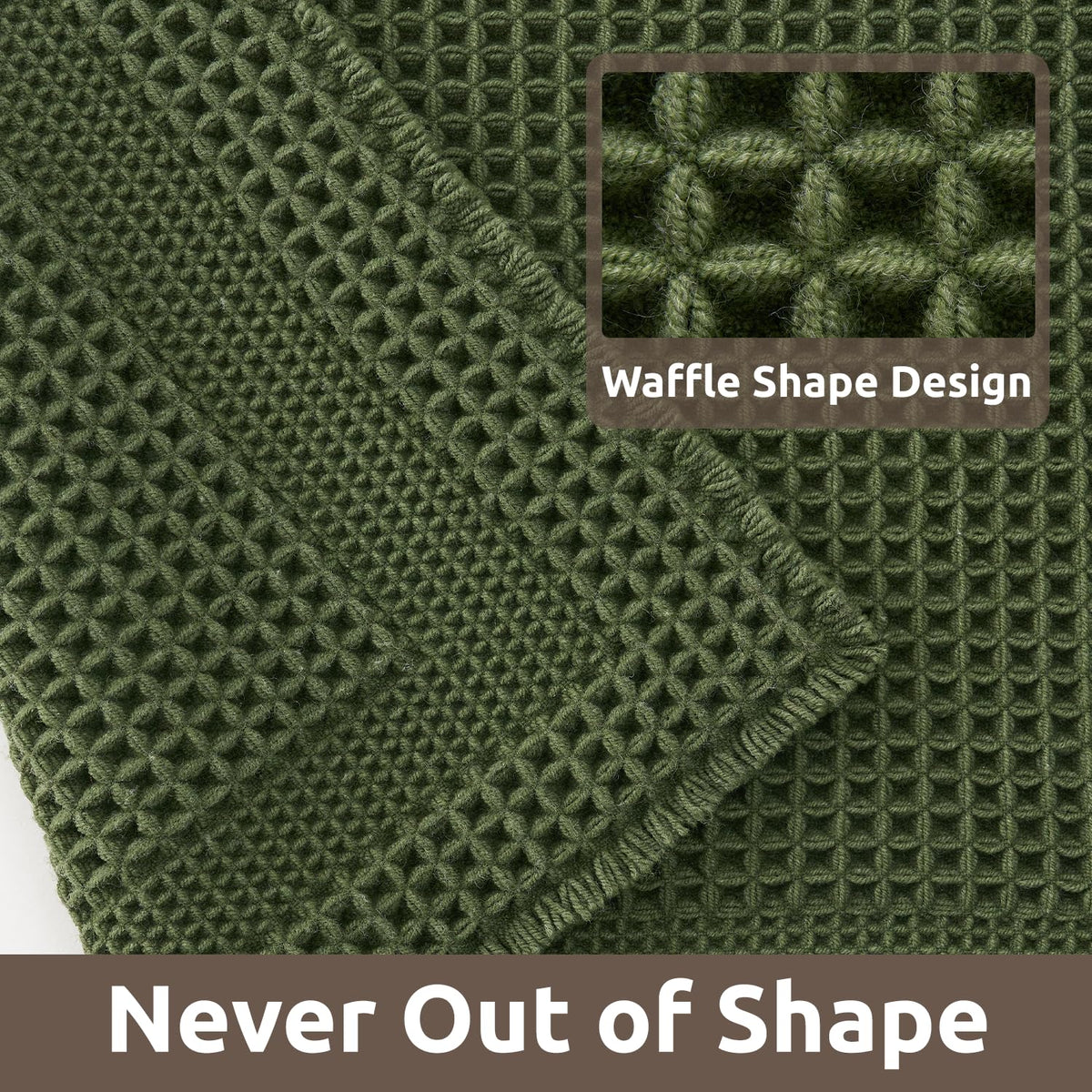 AMOAMI waffle bath mat machine washable for easy cleaning.