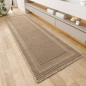 AMOAMI waffle bath mat close-up texture showing absorbent waffle pattern for quick drying
