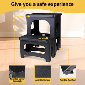 AMOISE stool textured stepping surface improves footing and safety
