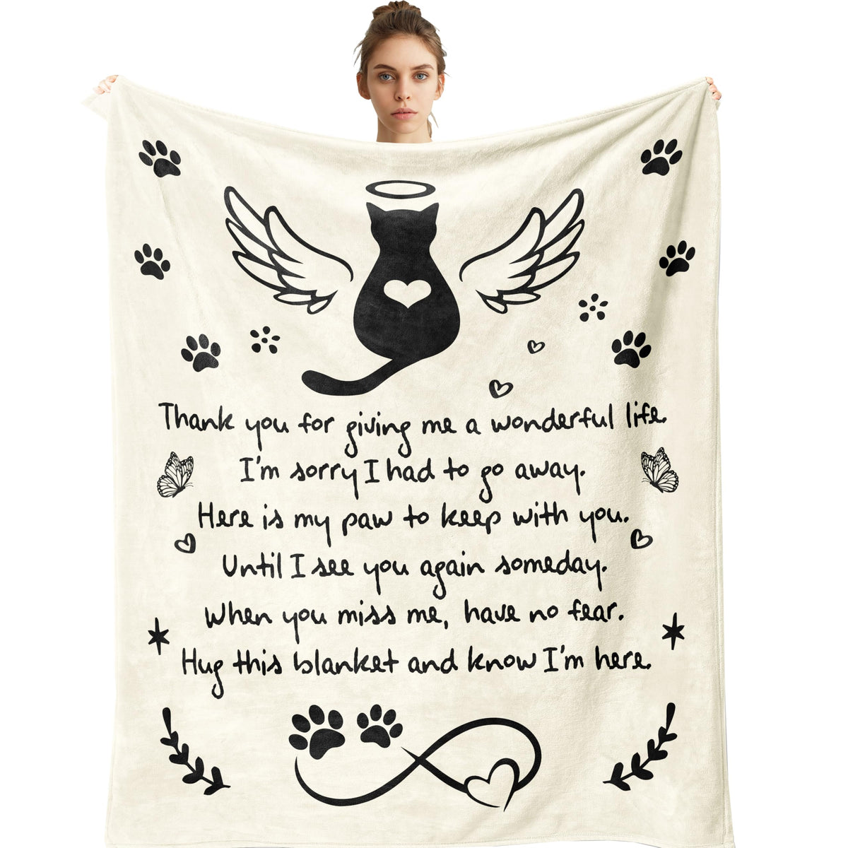 Amonee-YL cat memorial blanket with soft-touch fabric for cozy remembrances.