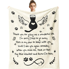 Amonee-YL cat memorial blanket with soft-touch fabric for cozy remembrances.