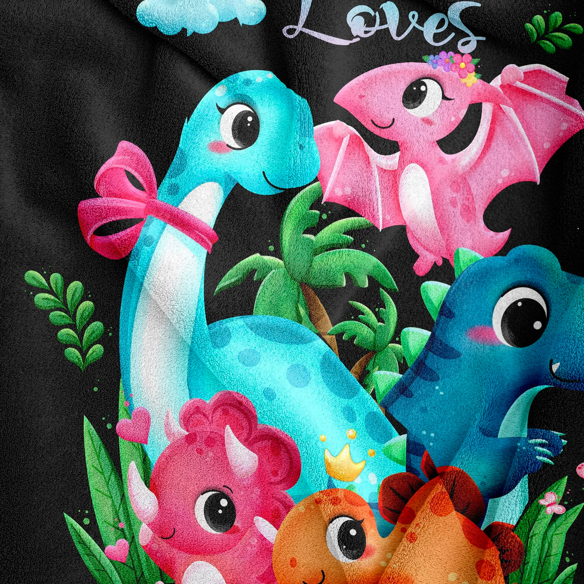Amonee-YL dinosaur blanket showing colorful pattern for imaginative play.