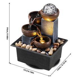 AMOOTEK tabletop fountain with natural river rocks for organic decor