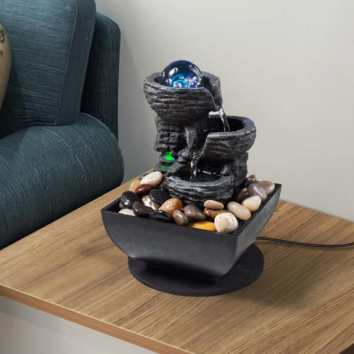 Unboxing AMOOTEK package reveals easy setup and included river rocks.