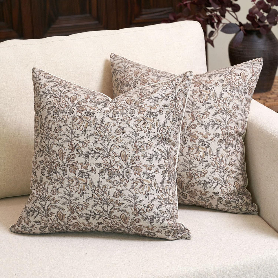 Amor Virisso floral pillow cover 20x20 front view to elevate sofa décor