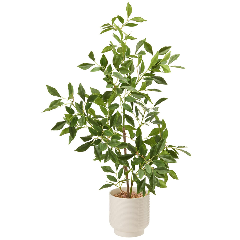 Amore Florals 27in artificial ficus tree with lifelike leaves for indoor greenery.